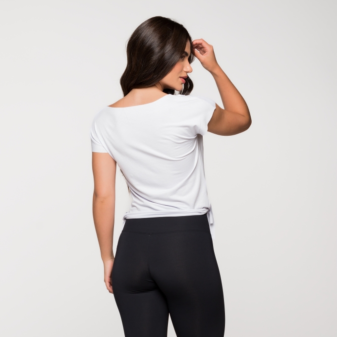 Blusa Fitness Amarração Lateral Viscolycra Lisa Branca