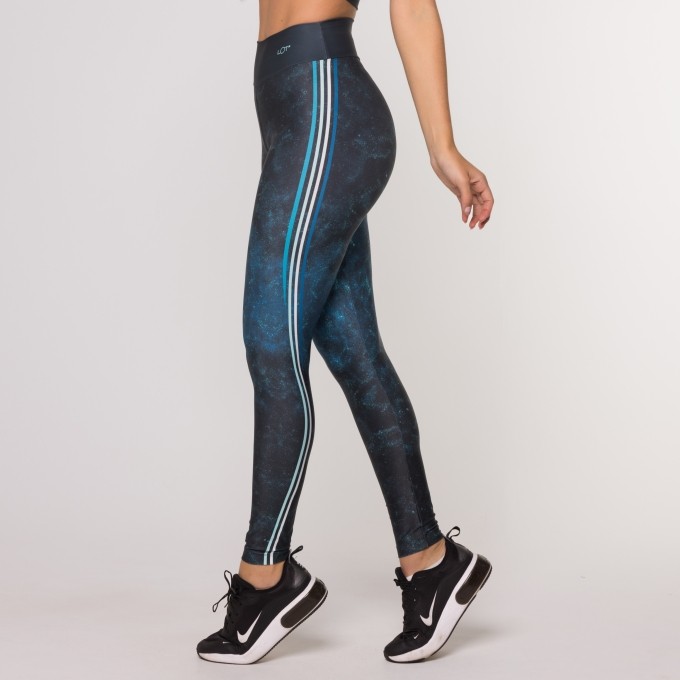 Calça Legging Universe Estampada Azul Suplex Academia Feminina