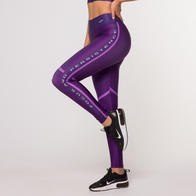 Calça Legging Persistence Roxa Suplex Estampada Fitness Feminina