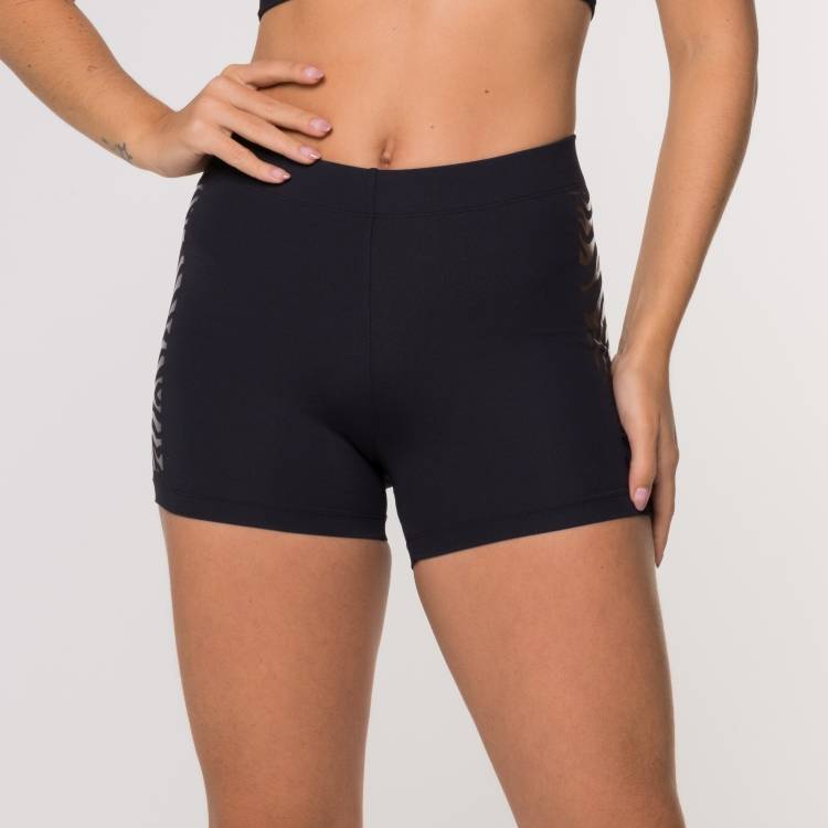 Short Zebra Poliamida Preto Básico Feminino Academia Crossfit