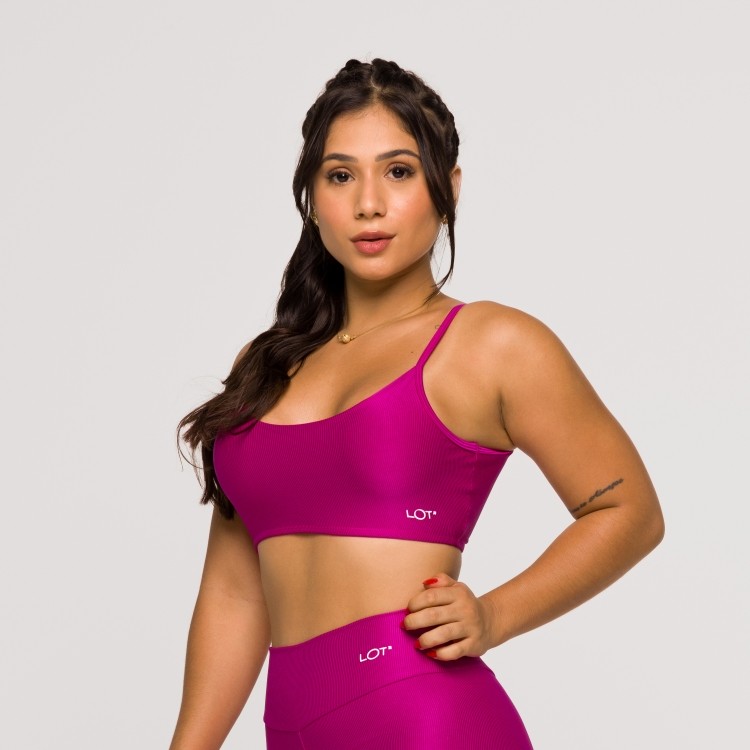 Top Feminino Rosa Adalia Fitness Poliamida Academia Costas Aberta