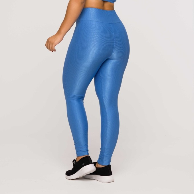 Legging Fitness Feminina Academia Poliamida Texturizada Azul