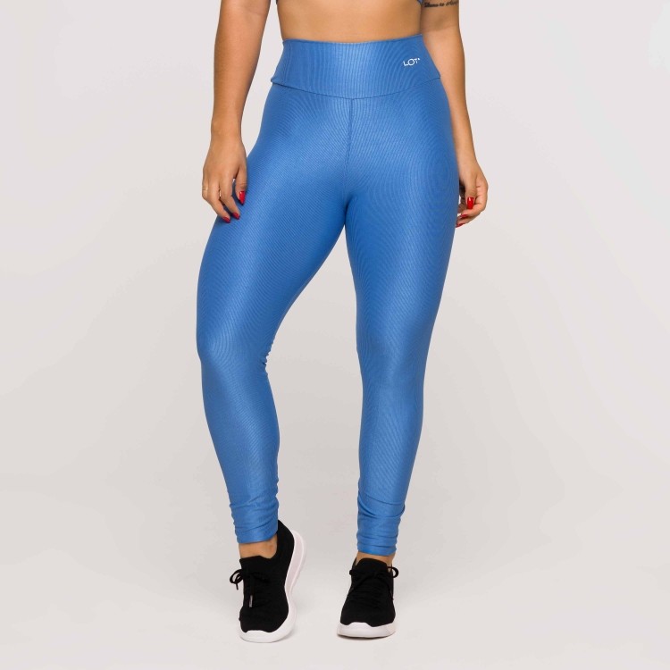 Legging Fitness Feminina Academia Poliamida Texturizada Azul