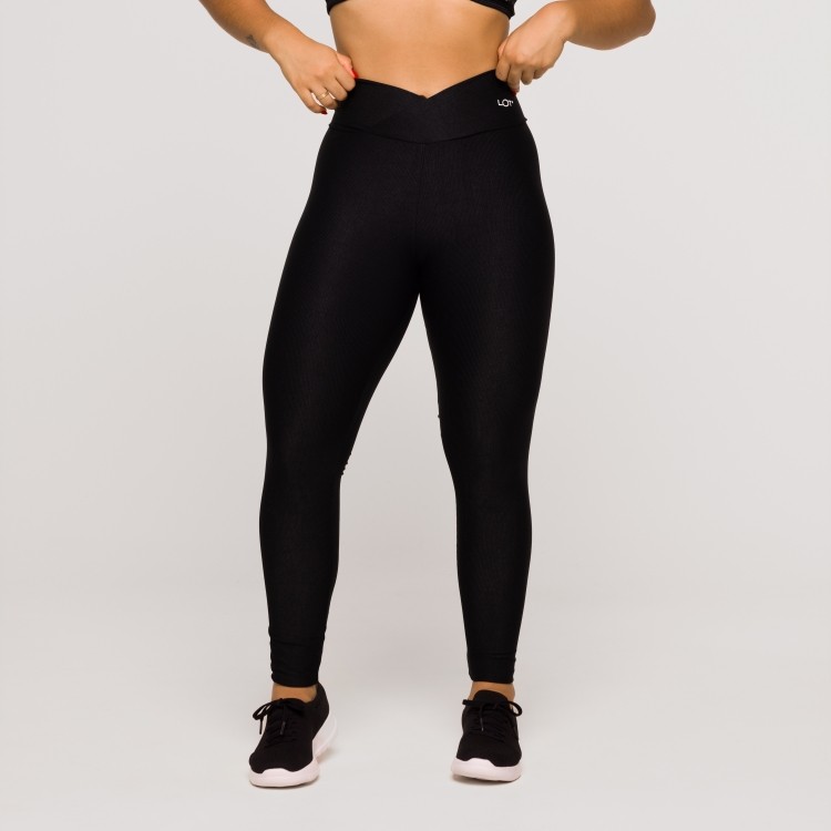 Legging Fitness Feminina Academia Poliamida Cós Cruzado Preta