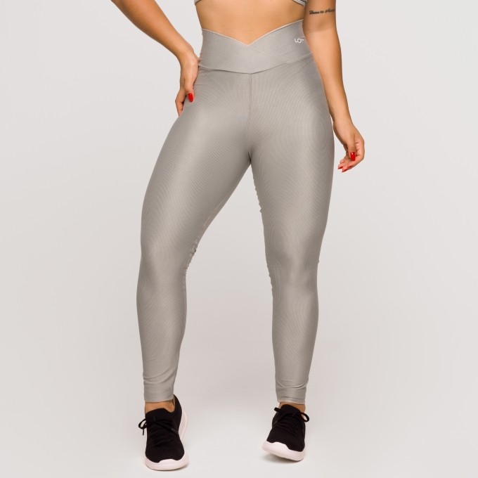 Legging Fitness Feminina Academia Poliamida Cós Cruzado Cinza