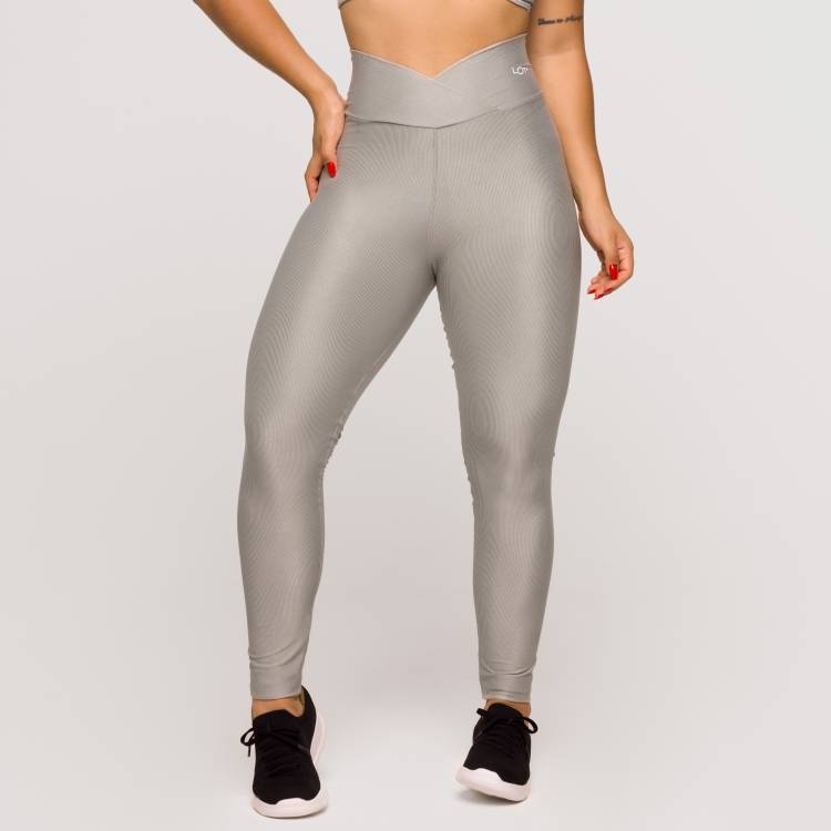 Legging Fitness Feminina Academia Poliamida C s Cruzado Cinza