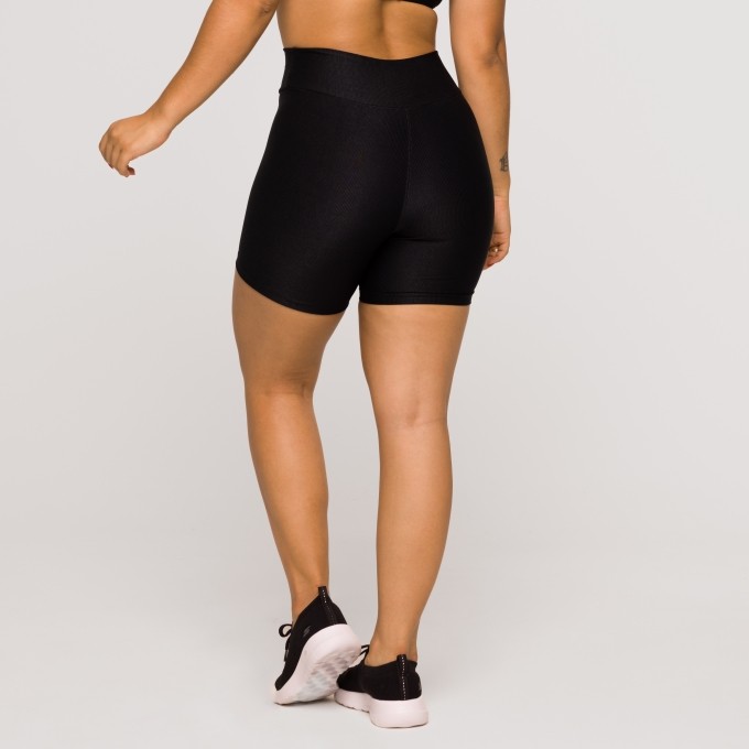 Short Fitness Feminino Academia Poliamida Preto Básico