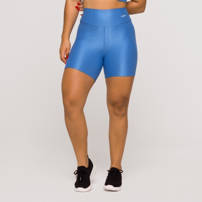 Short Fitness Feminino Academia Poliamida Azul Básico