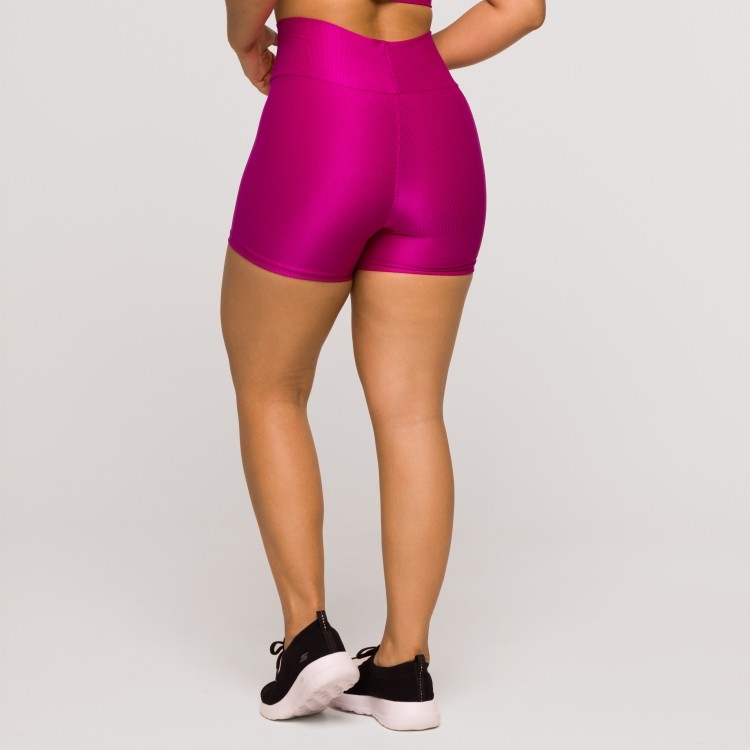 Short Fitness Feminino Academia Poliamida Rosa Cós Cruzado