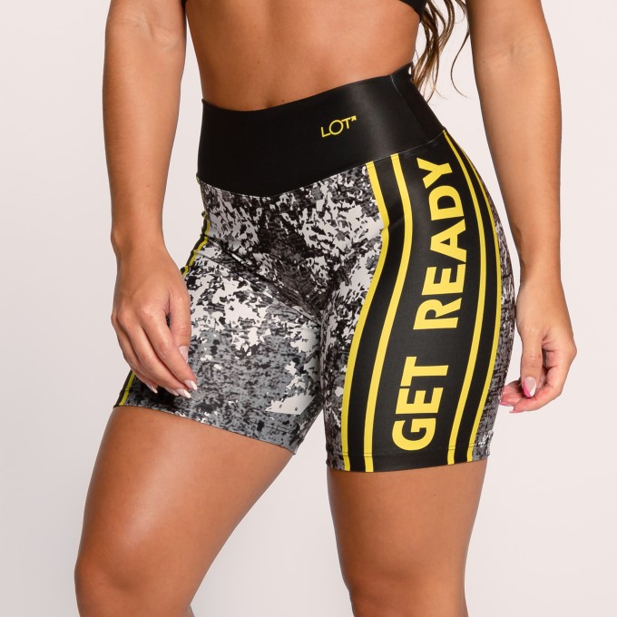 Short Fitness Suplex Estampado amarelo com cinza get ready