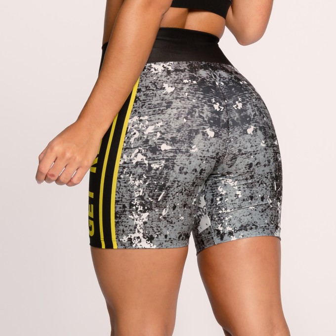 Short Fitness Suplex Estampado amarelo com cinza get ready