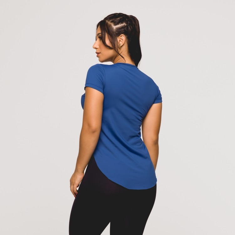 Blusa Fitness Feminina Microfibra Academia Azul Toque Gelado