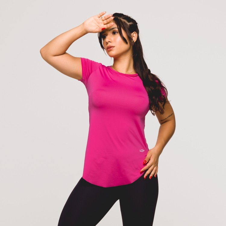 Blusa Fitness Feminina Microfibra Academia Rosa Toque Gelado