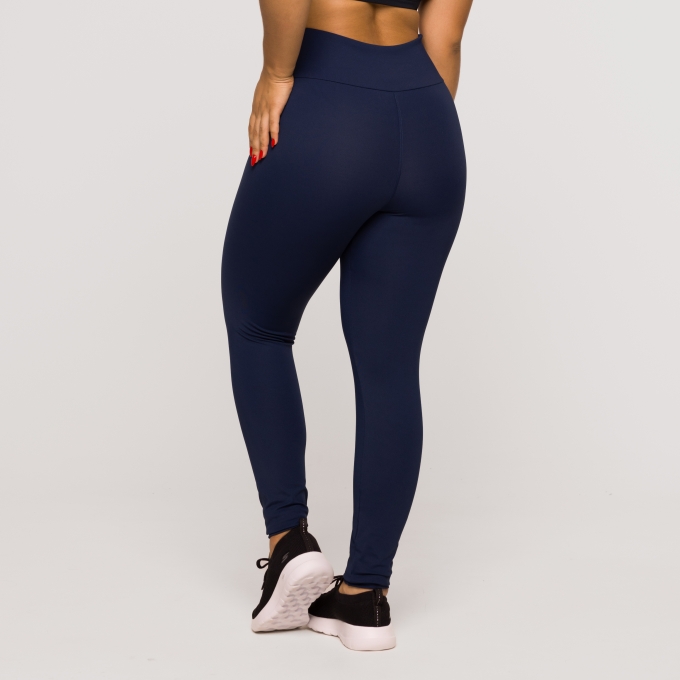 Calça Legging Fitness Poliamida Básica Azul Marinho