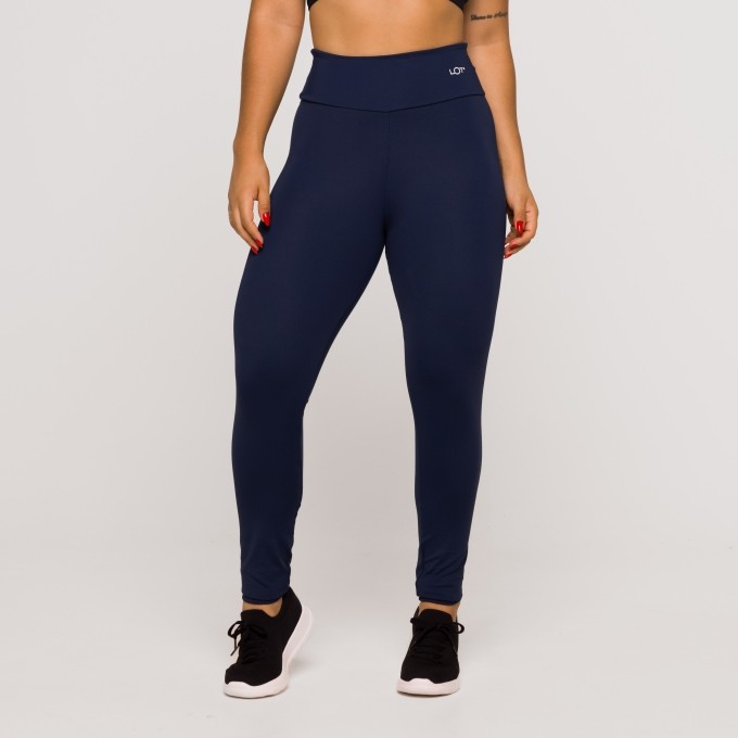 Calça Legging Fitness Poliamida Básica Azul Marinho