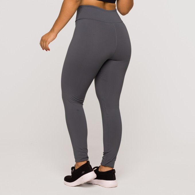 Calça Legging Fitness Poliamida Básica Cinza Chumbo