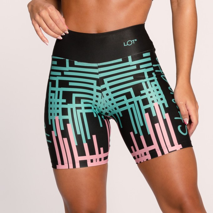 Short Fitness Suplex Estampado Verde Com Rosa Strength