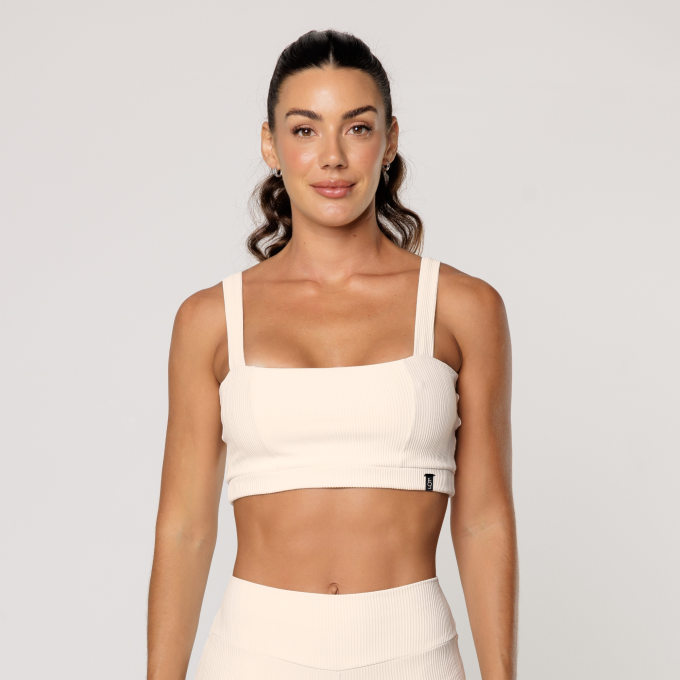 Top Off White Fitness Academia Feminino Decote Quadrado Textura