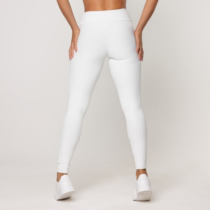 Calça Legging Off White Fitness Poliamida Canelada