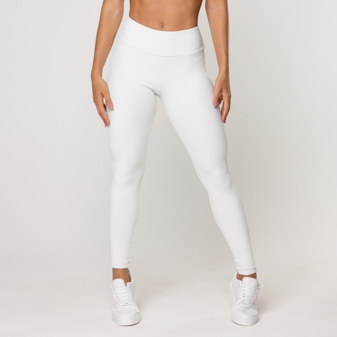 Calça Legging Off White Zero Transparência  Poliamida Canelada