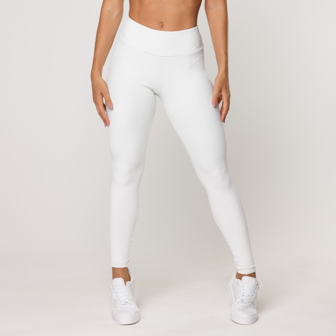 Calça Legging Off White Fitness Poliamida Canelada