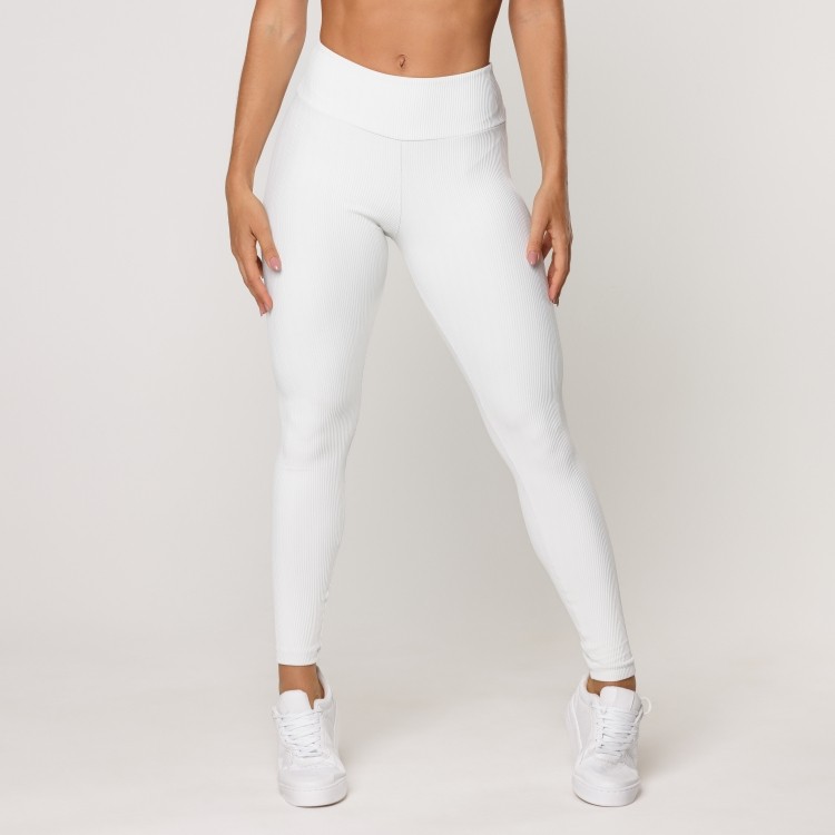 Calça Legging Off White Zero Transparência  Poliamida Canelada