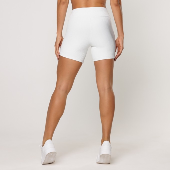 Short Branco Fitness Poliamida Canelado