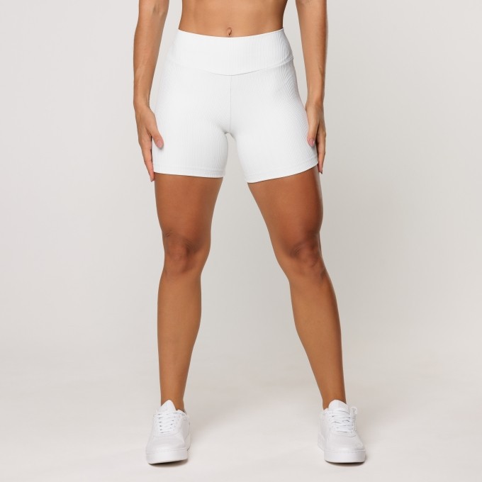 Short Branco Fitness Poliamida Canelado Blackout