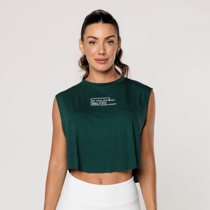 Cropped Arredondado Feminino Fitness Viscose Academia Estampada