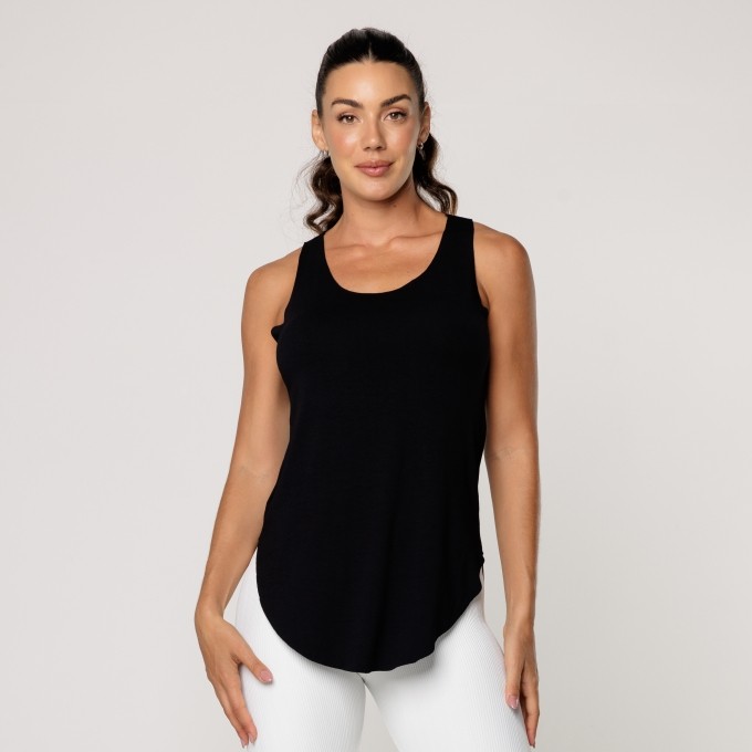 Regata Fitness Viscolycra Preta Básica Estampada