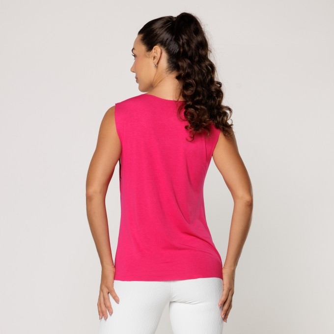 Regata Fitness Viscolycra Soltinha Feminina Rosa com Estampa