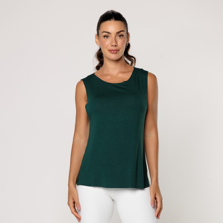 Regata Fitness Feminina Academia Viscolycra Verde Básica Lisa