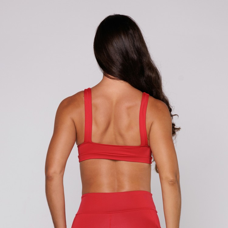 Top Poliamida Fitness Decote V Costas Aberta Scarlet Vermelho