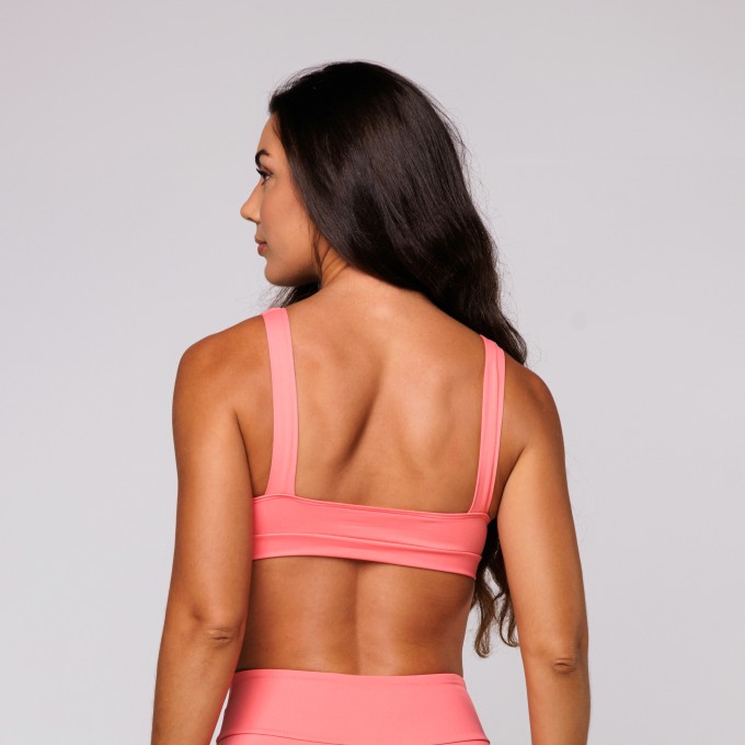 Top Poliamida Fitness Decote V Costas Aberta Aquarela Pêssego