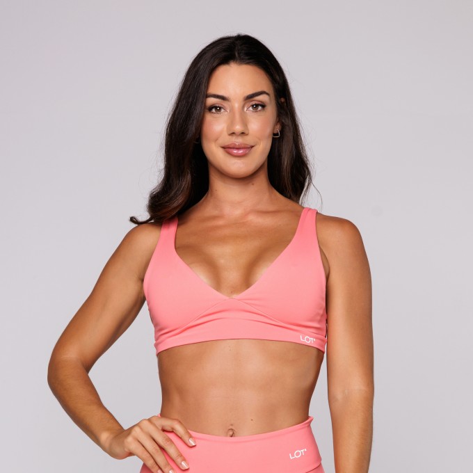 Top Poliamida Fitness Decote V Costas Aberta Aquarela Pêssego