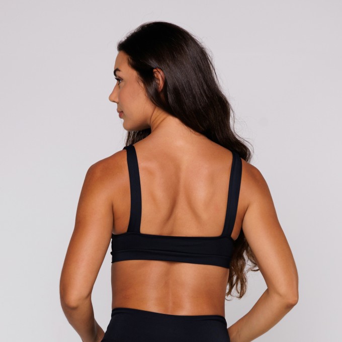 Top Poliamida Fitness Decote V Costas Aberta Preto