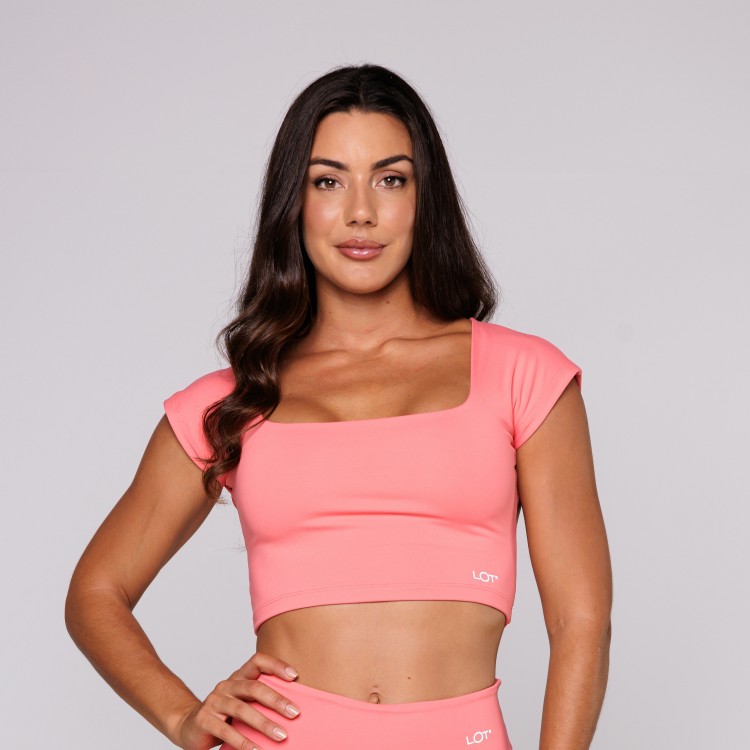 Top Poliamida Feminino Costas Aberta Decote Quadrado Aquarela