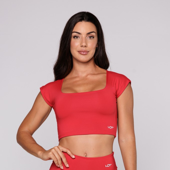 Top Poliamida Costas Aberta Decote Quadrado Scarlet Vermelho