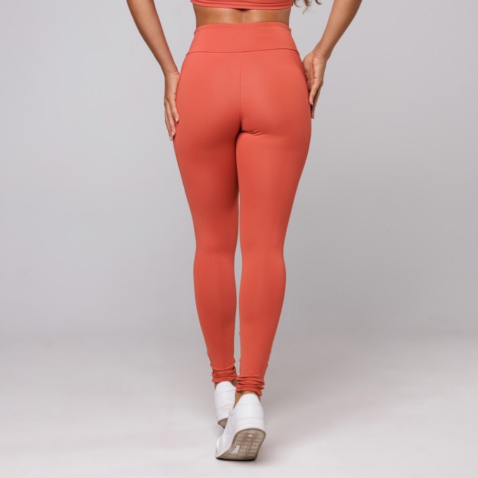 Calça Legging Poliamida Premium Com Bolso Folk Terracota
