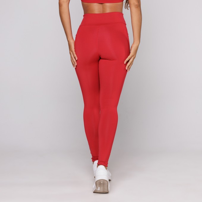 Calça Legging Poliamida Premium Com Bolso Scarlet Vermelho