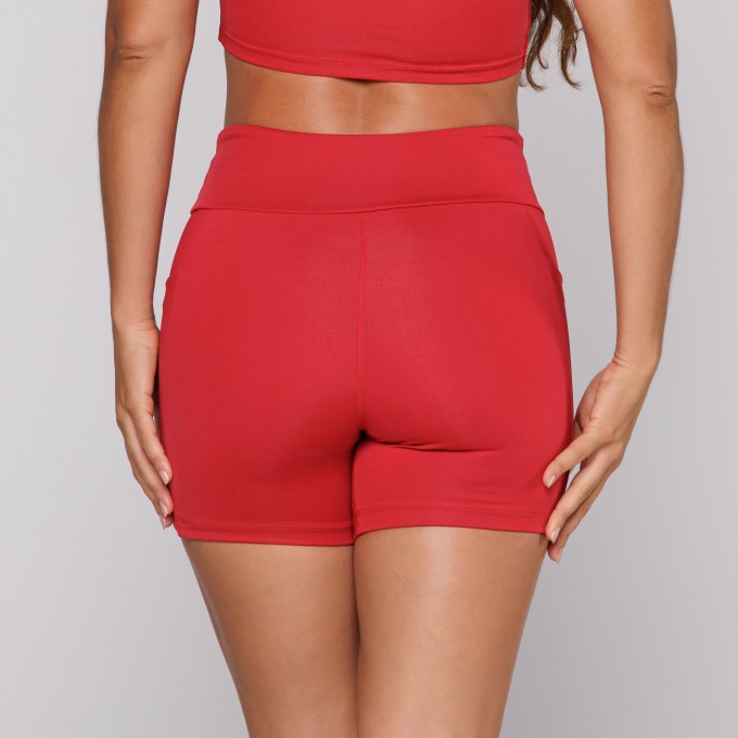 Short Poliamida Premium Feminino Com Bolso Scarlet Vermelho