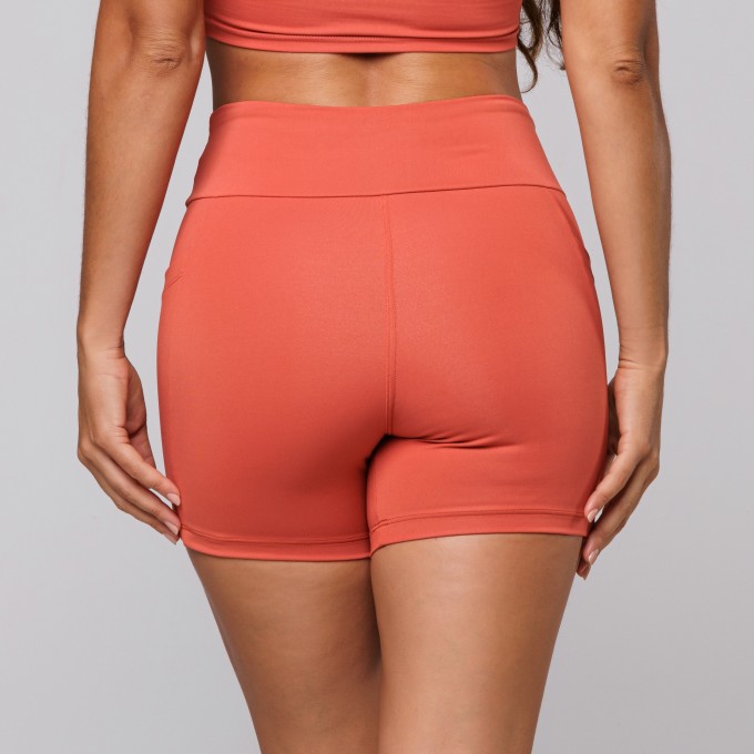Short Poliamida Premium Feminino Com Bolso Folk Terracota