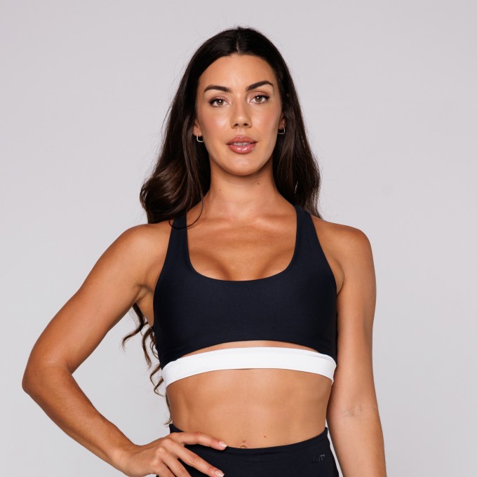 Top Poliamida Premium Curvatura na Base Preto com Cós Branco
