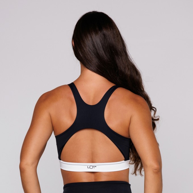 Top Poliamida Premium Curvatura na Base Preto com Cós Branco
