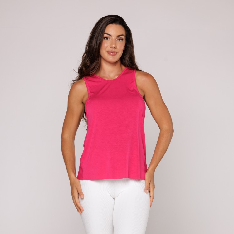 Regata Fitness Cavada Viscolycra Rosa Básica Feminina Academia