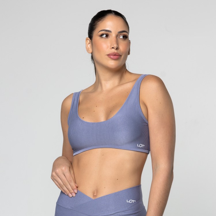 Top Fitness Feminino Academia Poliamida Arco Costas Aberta Azul