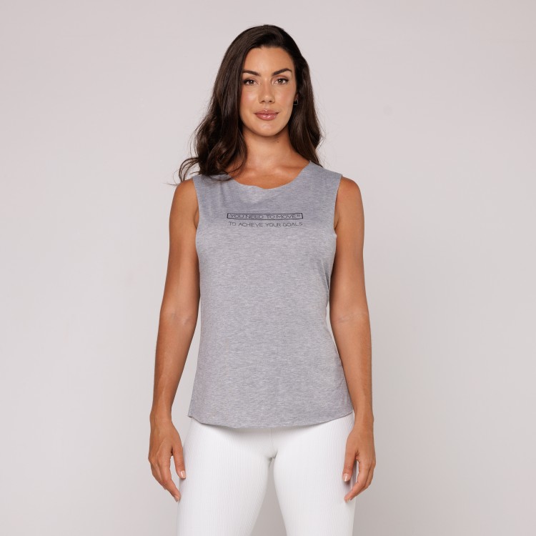 Regata Fitness Viscolycra Mescla Estampada Feminina Soltinha