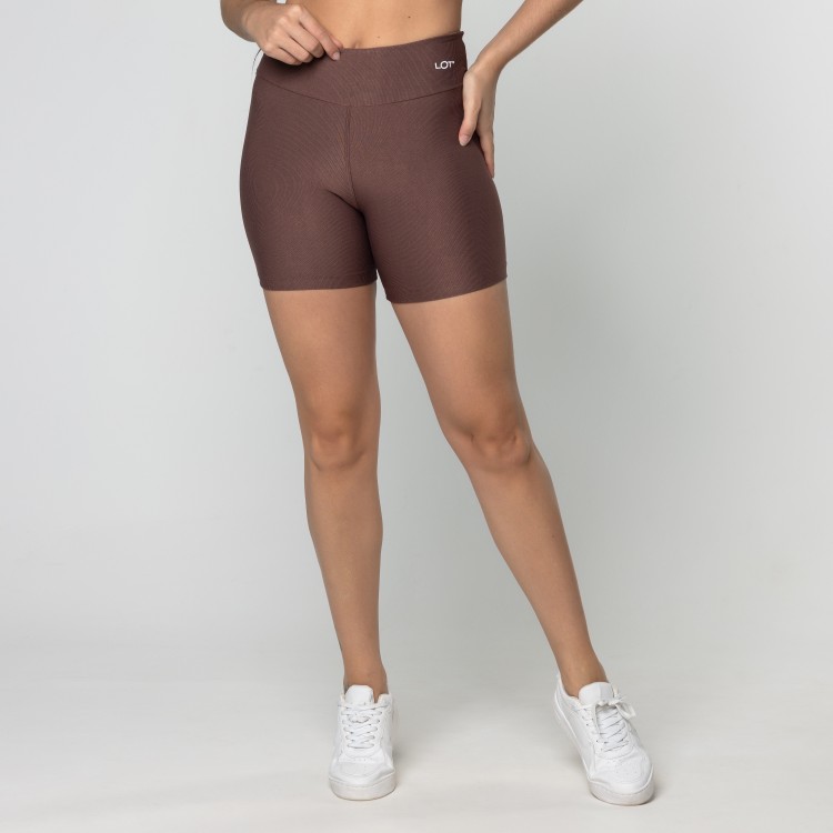 Short Fitness Feminino Academia Poliamida Marrom Básico
