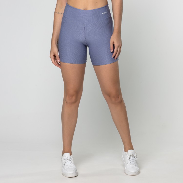 Short Fitness Feminino Academia Poliamida Azul Jeans Básico