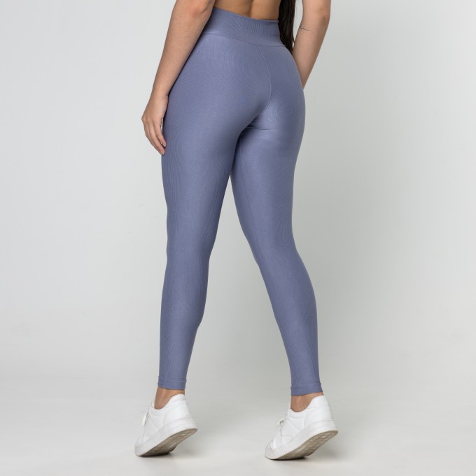 Legging Fitness Feminina Academia Poliamida Textura Azul